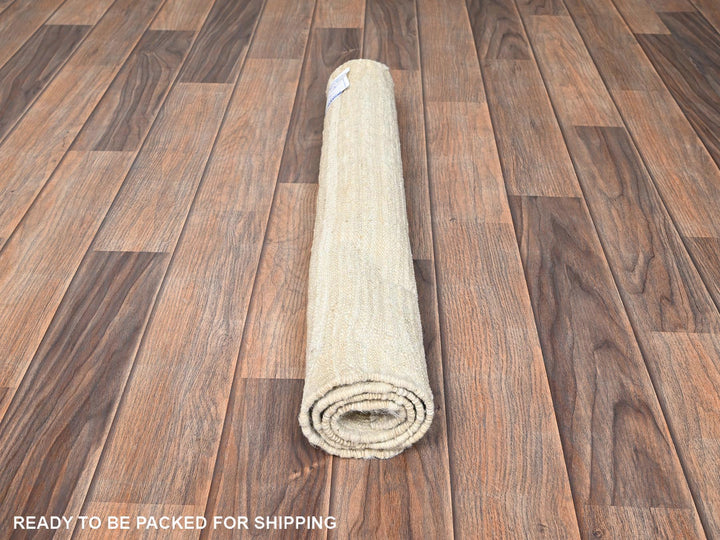 2'3" x 2'9" New Hand Knotted Ivory Wool Rectangle Oriental Rug - MOA1021781