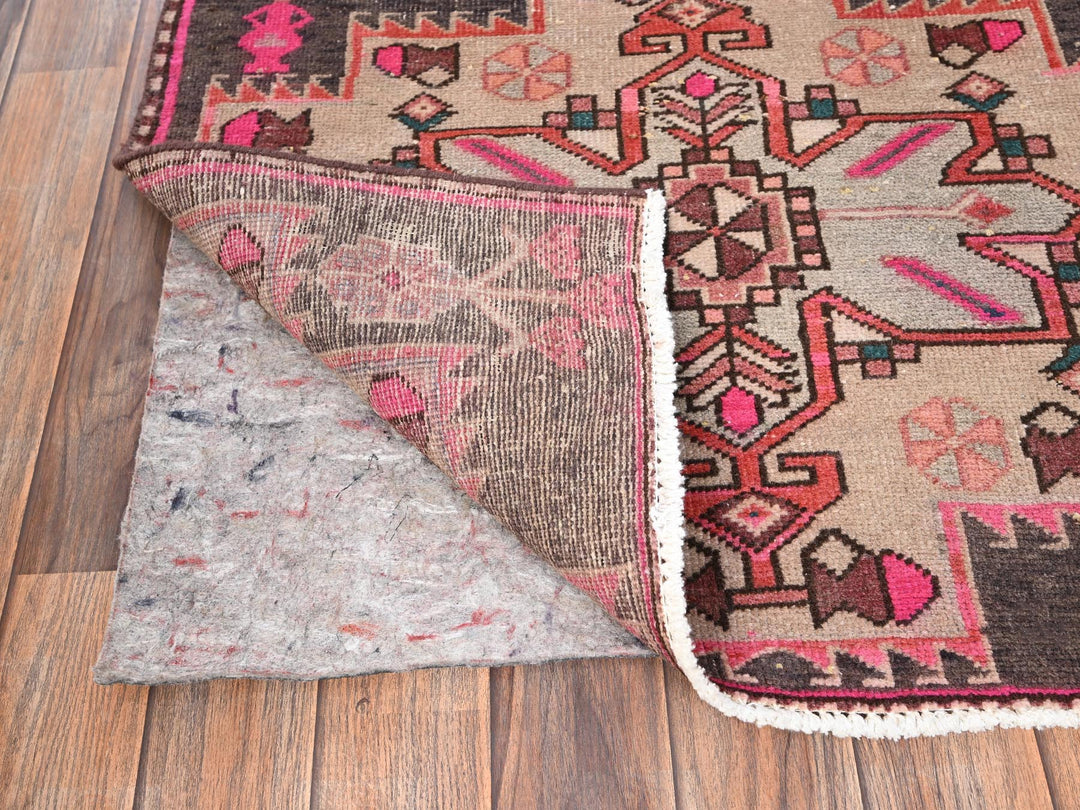 2'9" x 9'8" Vintage Hand Knotted Brown Wool Runner Oriental Rug - MOA1021782