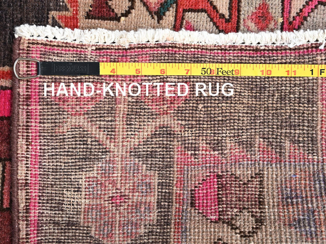 2'9" x 9'8" Vintage Hand Knotted Brown Wool Runner Oriental Rug - MOA1021782