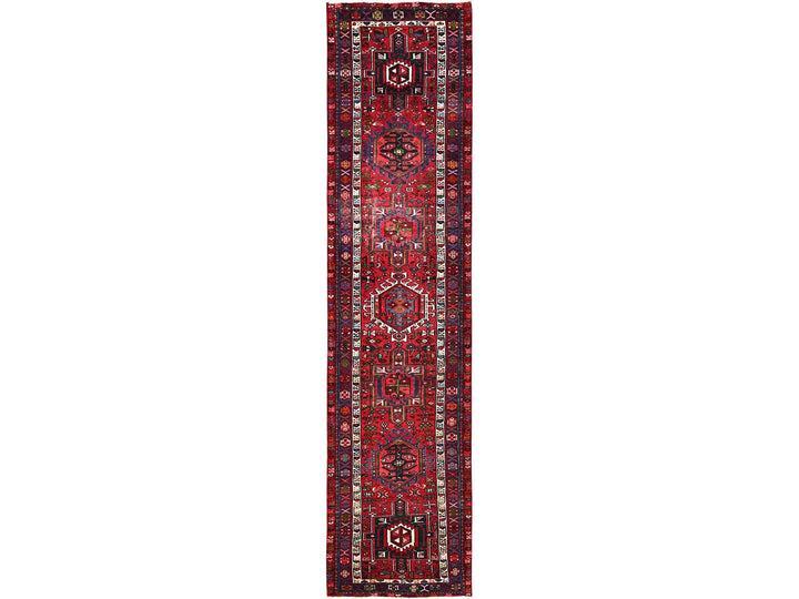 3'0" x 12'9" Vintage Hand Knotted Red Wool Runner Oriental Rug - MOA1021783