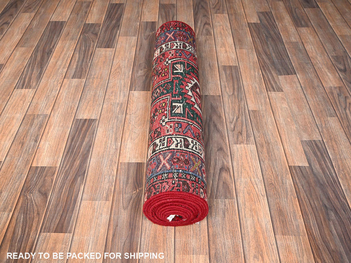 3'0" x 12'9" Vintage Hand Knotted Red Wool Runner Oriental Rug - MOA1021783