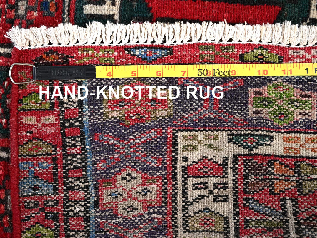 3'0" x 12'9" Vintage Hand Knotted Red Wool Runner Oriental Rug - MOA1021783
