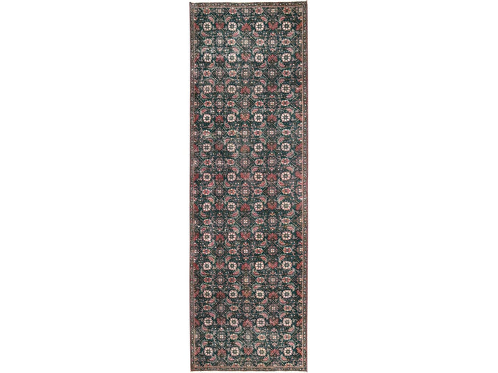 2'8" x 8'5" Vintage Hand Knotted Green Wool Runner Oriental Rug - MOA1021784