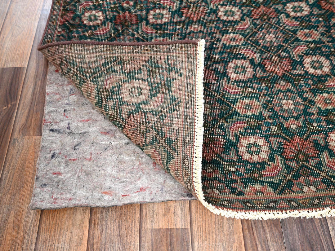 2'8" x 8'5" Vintage Hand Knotted Green Wool Runner Oriental Rug - MOA1021784
