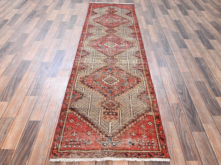 2'4" x 9'1" Vintage Hand Knotted Ivory Wool Runner Oriental Rug - MOA1021785