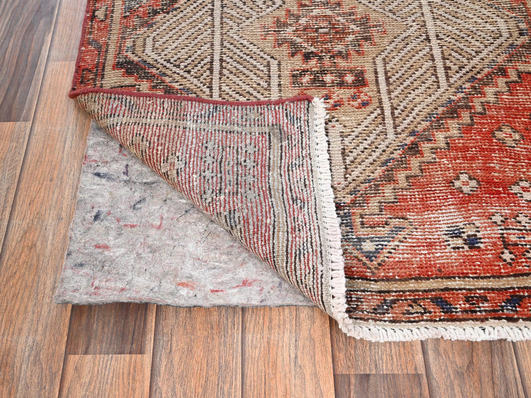 2'4" x 9'1" Vintage Hand Knotted Ivory Wool Runner Oriental Rug - MOA1021785