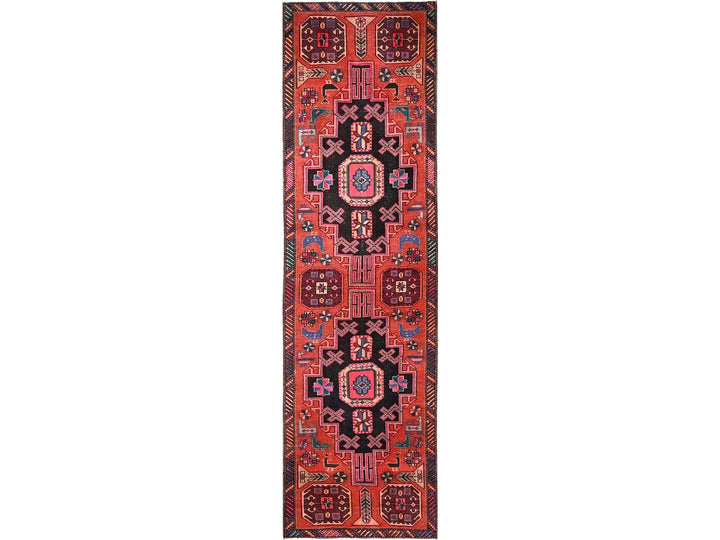 2'7" x 9'2" Vintage Hand Knotted Orange Wool Runner Oriental Rug - MOA1021786
