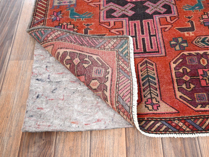 2'7" x 9'2" Vintage Hand Knotted Orange Wool Runner Oriental Rug - MOA1021786