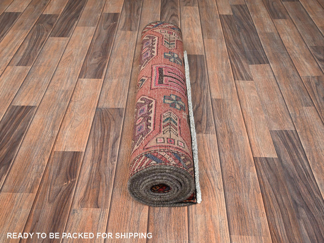 2'7" x 9'2" Vintage Hand Knotted Orange Wool Runner Oriental Rug - MOA1021786