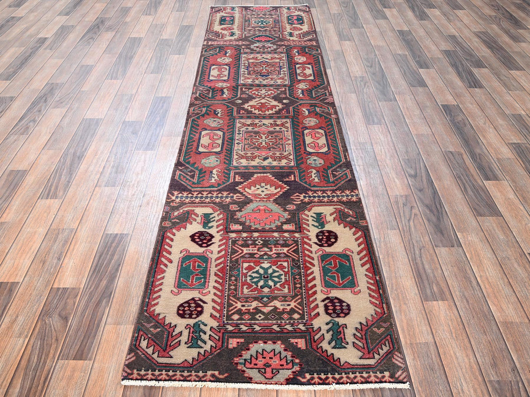 2'4" x 9'5" Vintage Hand Knotted Purple Wool Runner Oriental Rug - MOA1021787