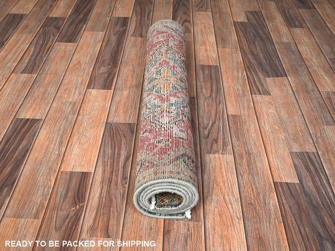 2'7" x 5'10" Vintage Hand Knotted Red Wool Runner Oriental Rug - MOA1021788