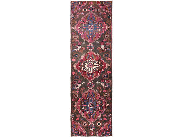 2'11" x 9'8" Vintage Hand Knotted Brown Wool Runner Oriental Rug - MOA1021791
