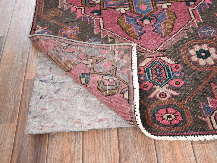 2'11" x 9'8" Vintage Hand Knotted Brown Wool Runner Oriental Rug - MOA1021791