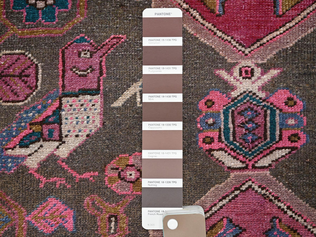 2'11" x 9'8" Vintage Hand Knotted Brown Wool Runner Oriental Rug - MOA1021791