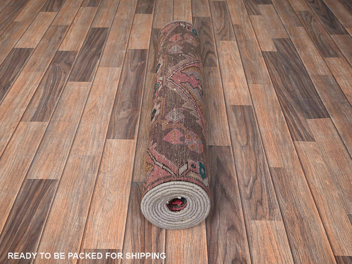 2'11" x 9'8" Vintage Hand Knotted Brown Wool Runner Oriental Rug - MOA1021791