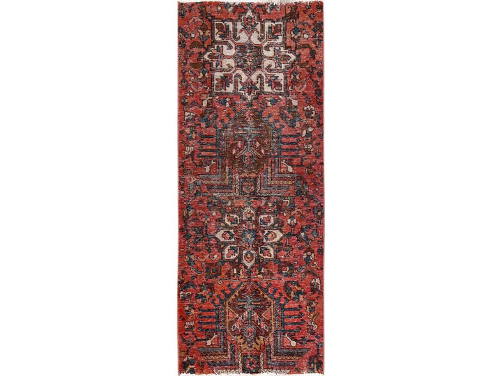 2'6" x 6'3" Vintage Hand Knotted Red Wool Runner Oriental Rug - MOA1021794