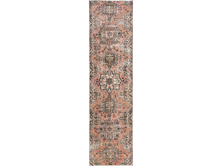 2'10" x 11'3" Vintage Hand Knotted Pink Wool Runner Oriental Rug - MOA1021795
