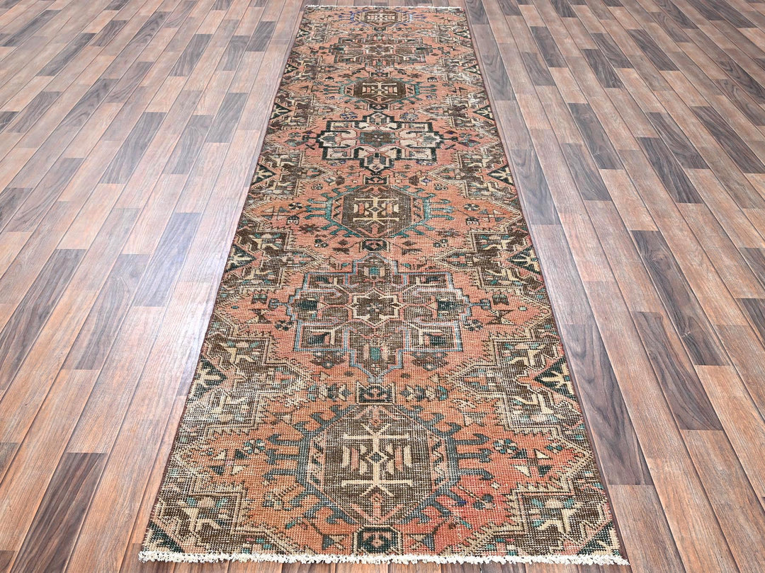 2'10" x 11'3" Vintage Hand Knotted Pink Wool Runner Oriental Rug - MOA1021795