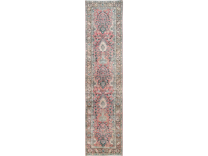 3'1" x 13'2" Vintage Hand Knotted Pink Wool Runner Oriental Rug - MOA1021797