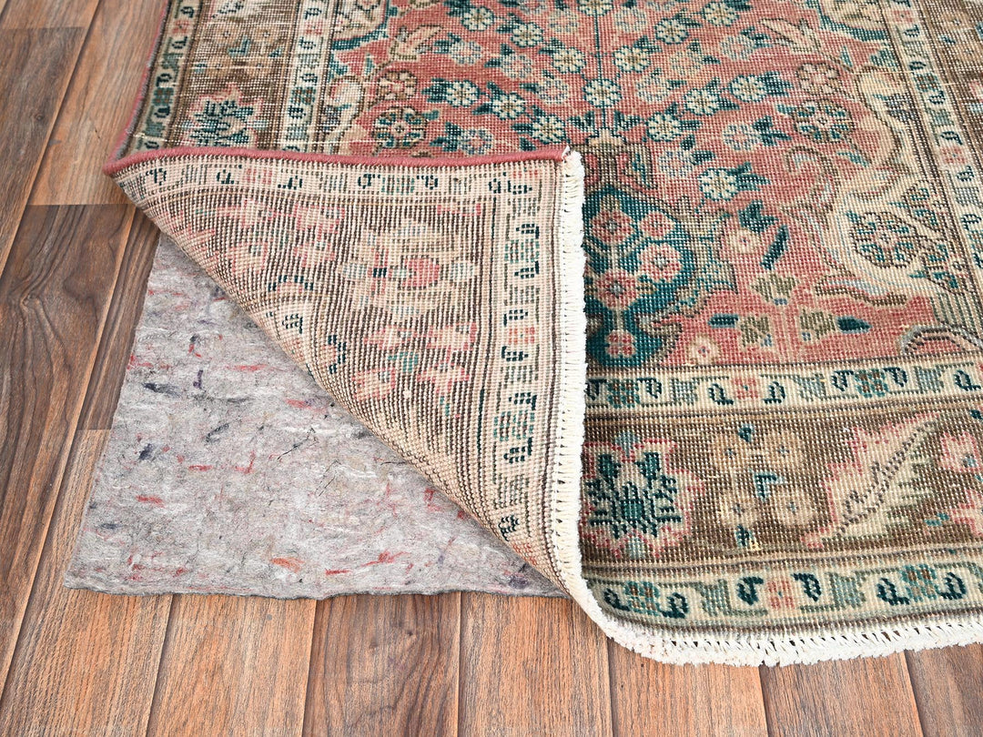 3'1" x 13'2" Vintage Hand Knotted Pink Wool Runner Oriental Rug - MOA1021797