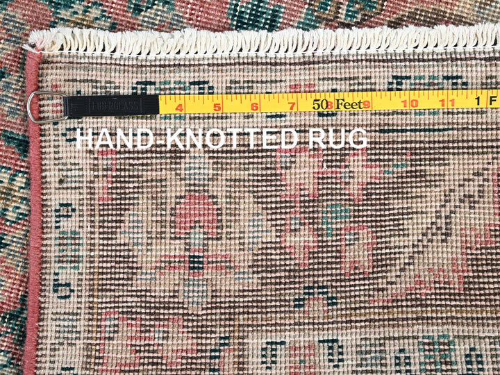 3'1" x 13'2" Vintage Hand Knotted Pink Wool Runner Oriental Rug - MOA1021797