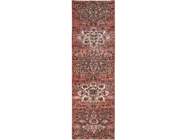 2'10" x 9'9" Vintage Hand Knotted Red Wool Runner Oriental Rug - MOA1021800