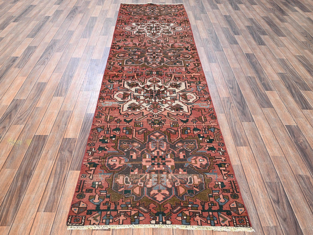 2'10" x 9'9" Vintage Hand Knotted Red Wool Runner Oriental Rug - MOA1021800