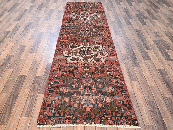 2'10" x 9'9" Vintage Hand Knotted Red Wool Runner Oriental Rug - MOA1021800