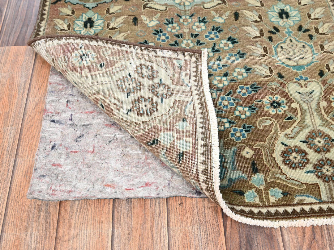 2'5" x 12'11" Vintage Hand Knotted Brown Wool Runner Oriental Rug - MOA1021801