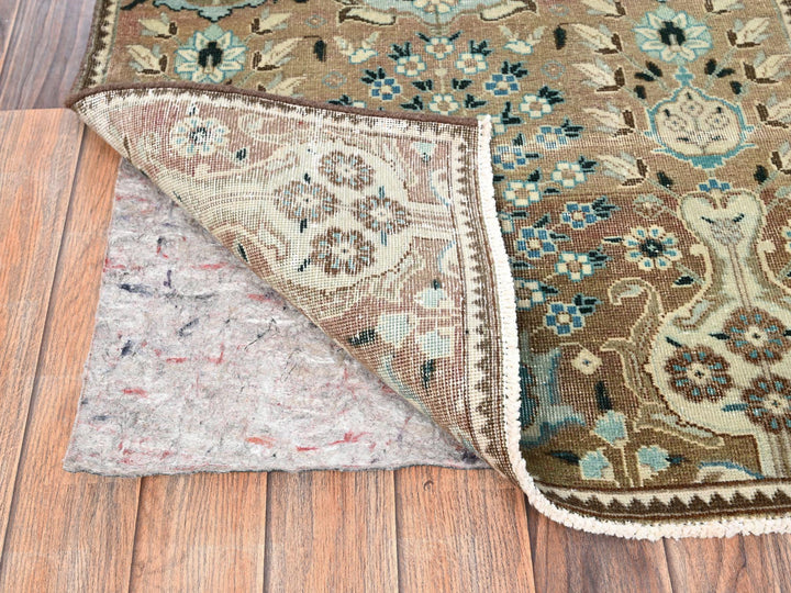 2'5" x 12'11" Vintage Hand Knotted Brown Wool Runner Oriental Rug - MOA1021801