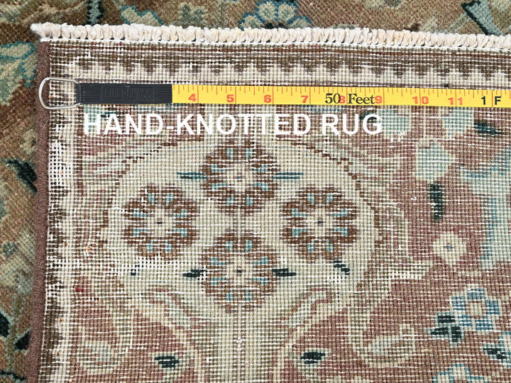 2'5" x 12'11" Vintage Hand Knotted Brown Wool Runner Oriental Rug - MOA1021801