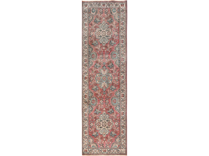 3'2" x 10'11" Vintage Hand Knotted Red Wool Runner Oriental Rug - MOA1021803