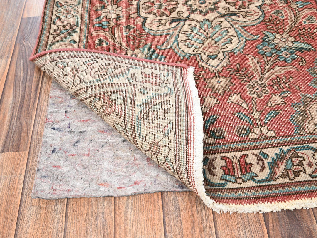 3'2" x 10'11" Vintage Hand Knotted Red Wool Runner Oriental Rug - MOA1021803