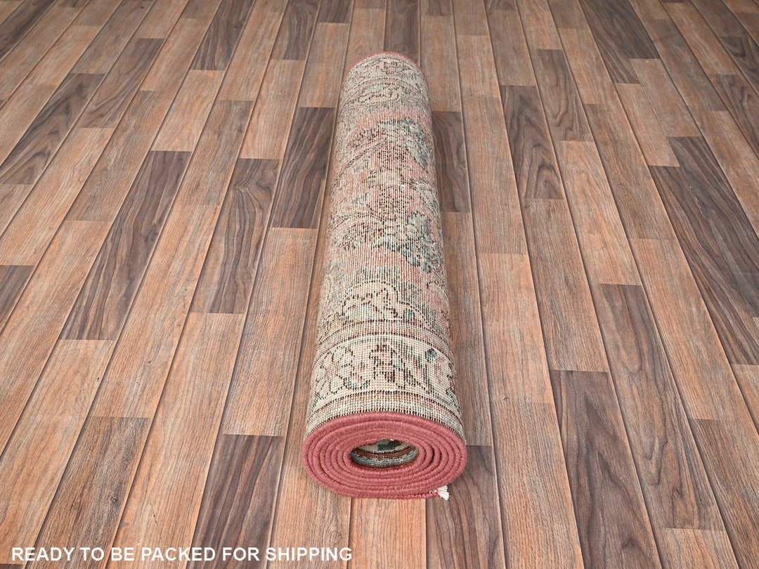 3'2" x 10'11" Vintage Hand Knotted Red Wool Runner Oriental Rug - MOA1021803