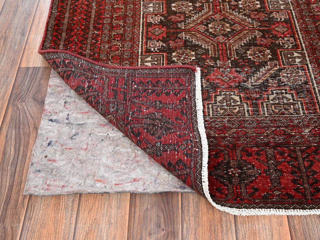 3'0" x 5'11" Vintage Hand Knotted Red Wool Runner Oriental Rug - MOA1021806