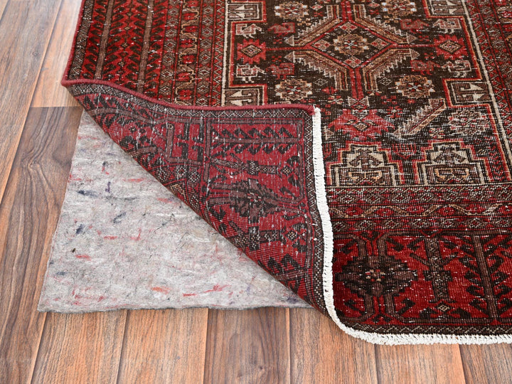 3'0" x 5'11" Vintage Hand Knotted Red Wool Runner Oriental Rug - MOA1021806