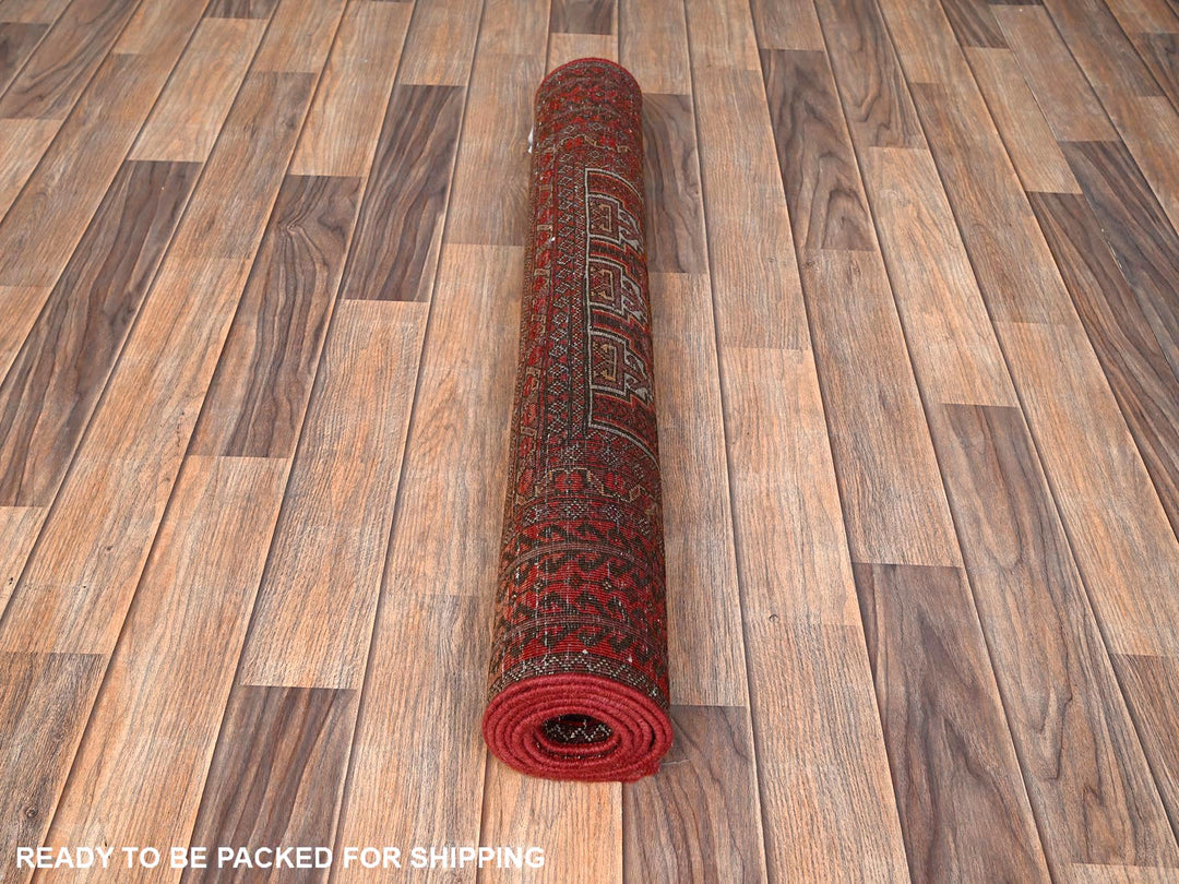3'0" x 5'11" Vintage Hand Knotted Red Wool Runner Oriental Rug - MOA1021806