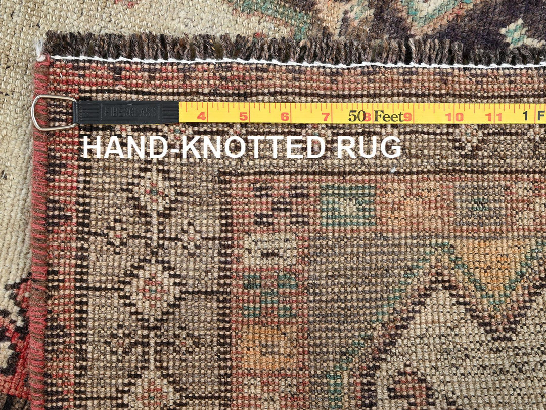 4'0" x 6'4" Vintage Hand Knotted Ivory Wool Rectangle Oriental Rug - MOA1021809