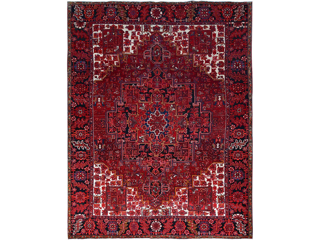 9'11" x 12'8" Vintage Hand Knotted Red Wool Rectangle Oriental Rug - MOA102180