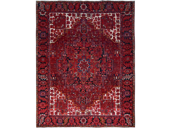 9'11" x 12'8" Vintage Hand Knotted Red Wool Rectangle Oriental Rug - MOA102180