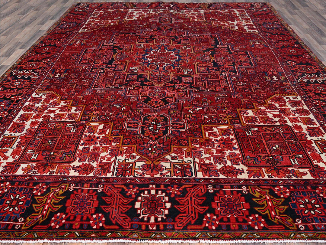 9'11" x 12'8" Vintage Hand Knotted Red Wool Rectangle Oriental Rug - MOA102180
