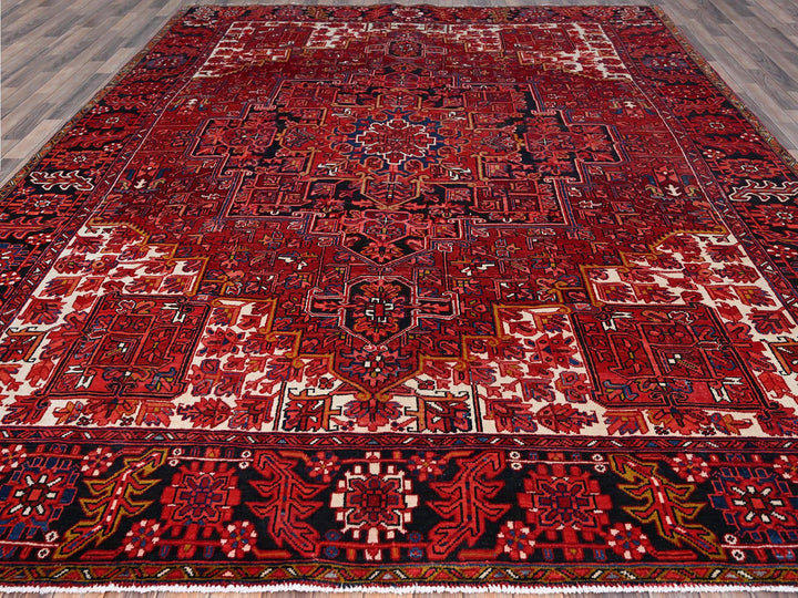 9'11" x 12'8" Vintage Hand Knotted Red Wool Rectangle Oriental Rug - MOA102180