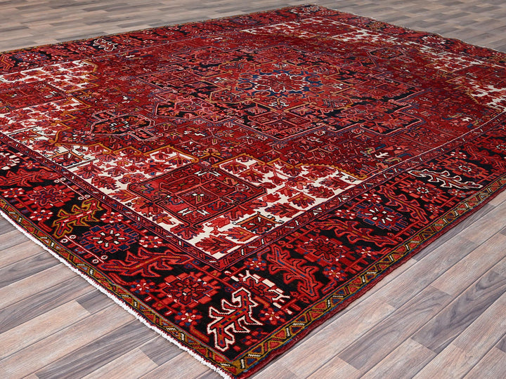 9'11" x 12'8" Vintage Hand Knotted Red Wool Rectangle Oriental Rug - MOA102180