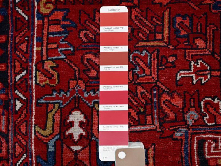 9'11" x 12'8" Vintage Hand Knotted Red Wool Rectangle Oriental Rug - MOA102180