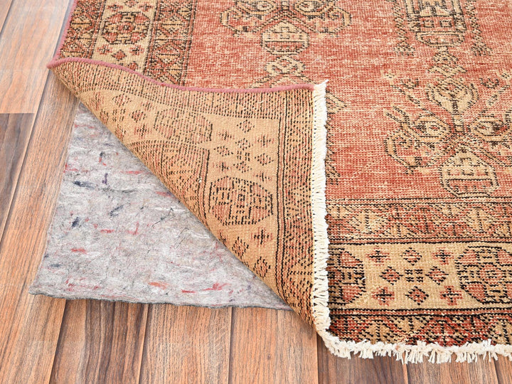 3'10" x 6'1" Vintage Hand Knotted Pink Wool Rectangle Oriental Rug - MOA1021811