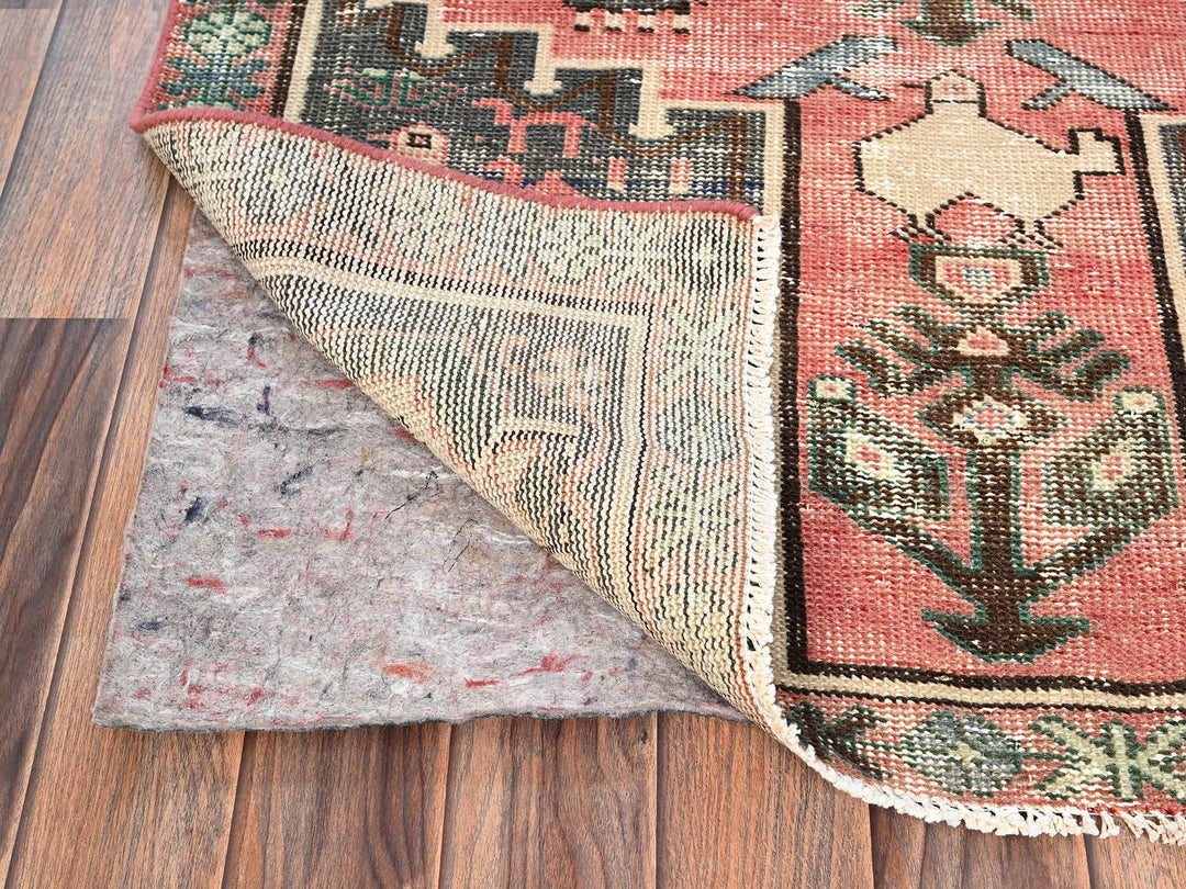 3'2" x 6'8" Vintage Hand Knotted Pink Wool Runner Oriental Rug - MOA1021812