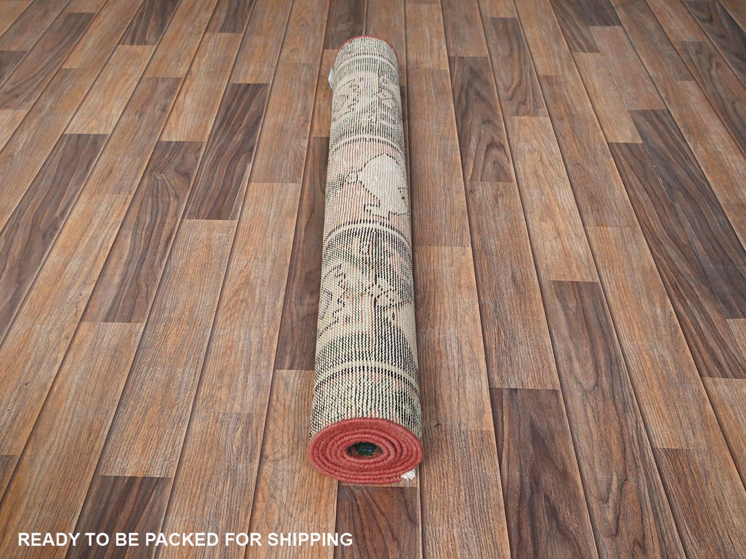 3'2" x 6'8" Vintage Hand Knotted Pink Wool Runner Oriental Rug - MOA1021812