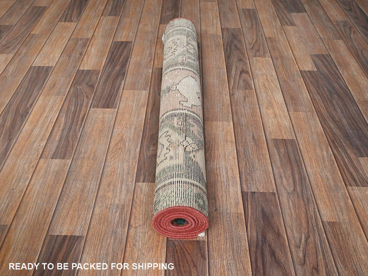 3'2" x 6'8" Vintage Hand Knotted Pink Wool Runner Oriental Rug - MOA1021812