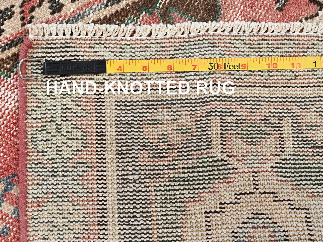 3'2" x 6'8" Vintage Hand Knotted Pink Wool Runner Oriental Rug - MOA1021812