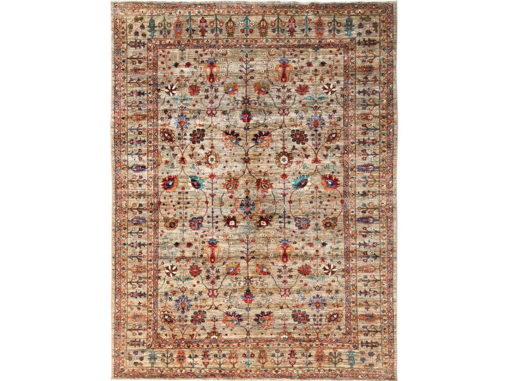 8'11" x 12'0" New Hand Knotted Brown Wool Rectangle Oriental Rug - MOA1021813